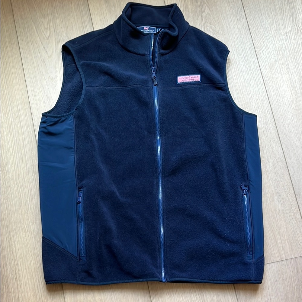 Vineyard Vines Men’s Navy Blue Fleece Vest Size XT - Picture 2 of 5